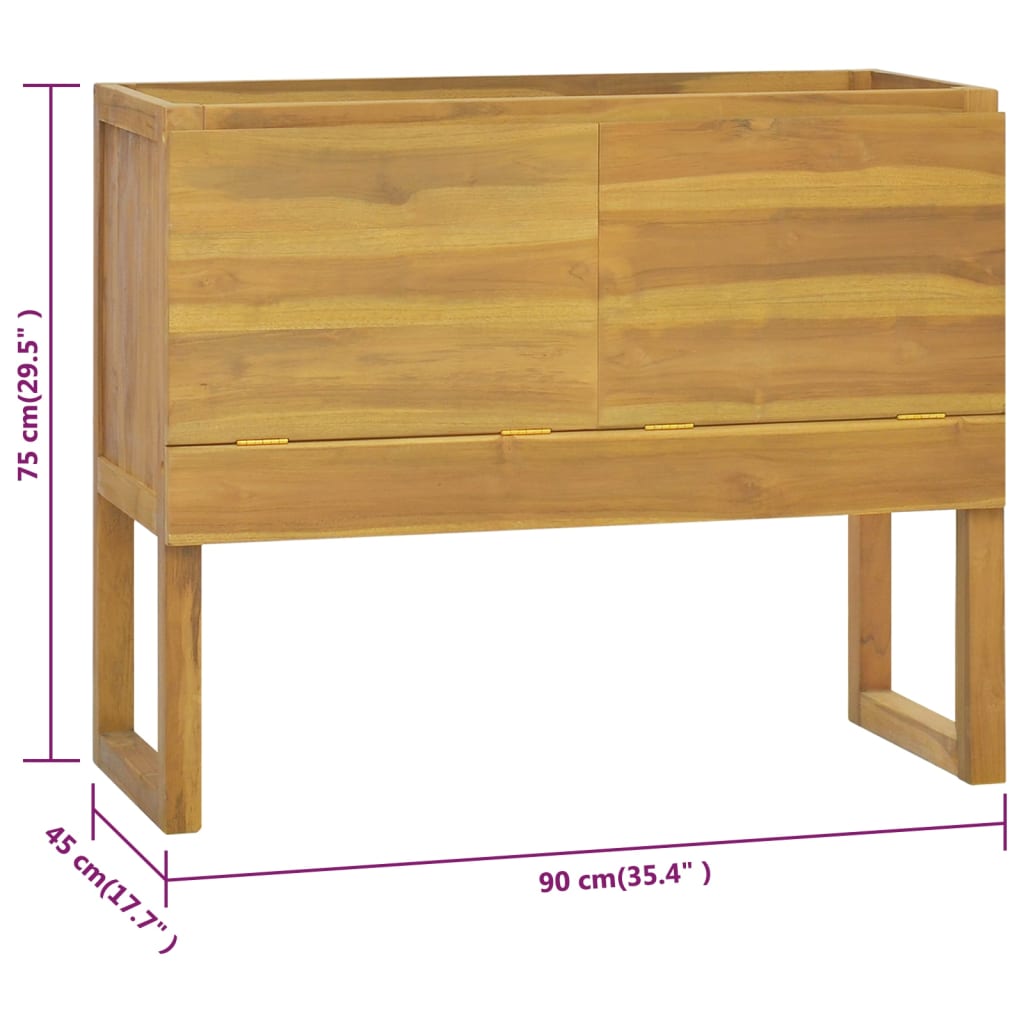 Baderomsskap 90x40x75,5 cm heltre teak