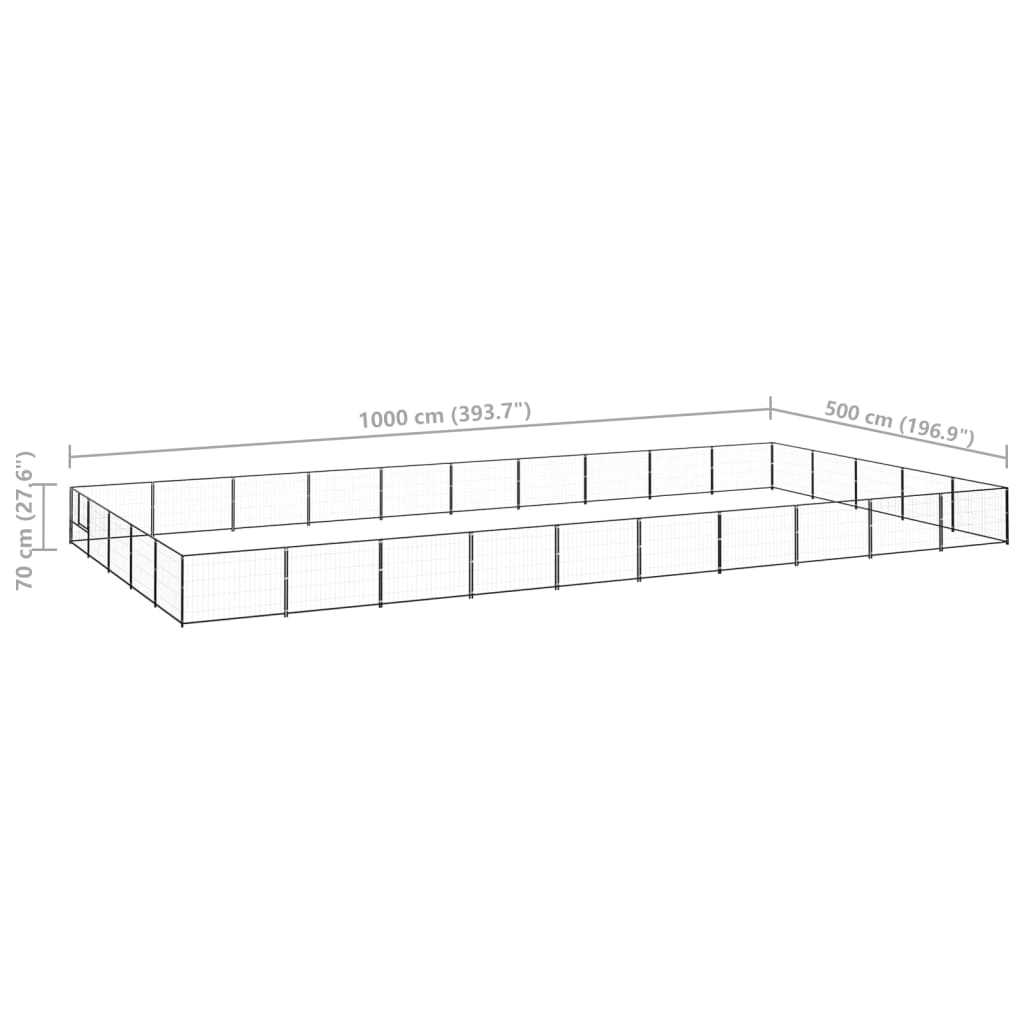 Hundegård svart 50 m² stål