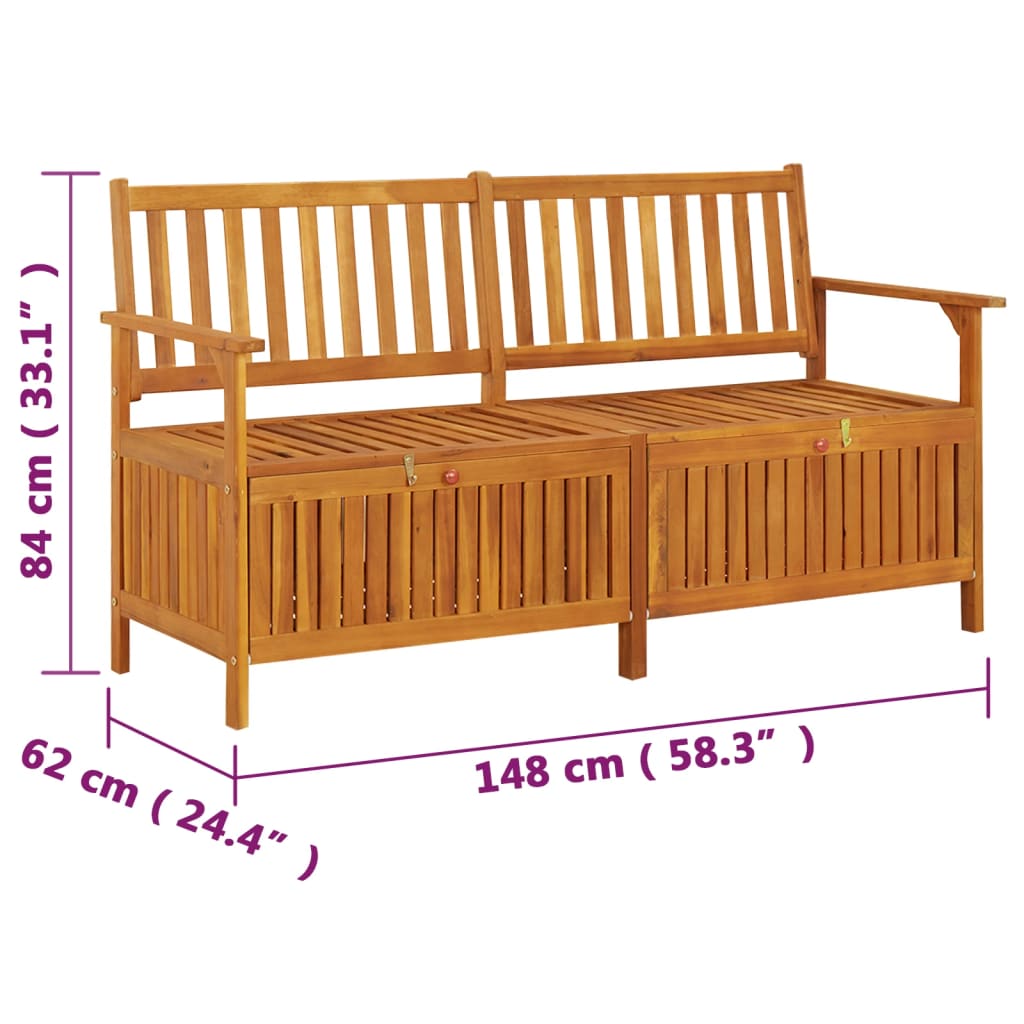 Oppbevaringsbenk 148 cm heltre akasie