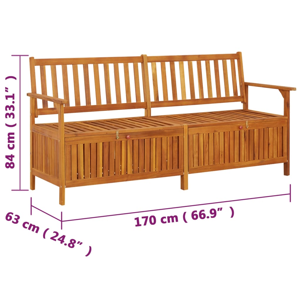 Oppbevaringsbenk 170 cm heltre akasie