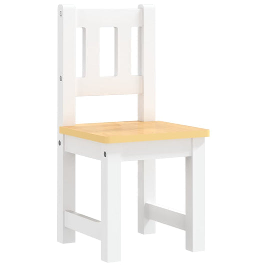 Bord- og stolsett for barn 3 deler hvit og beige MDF