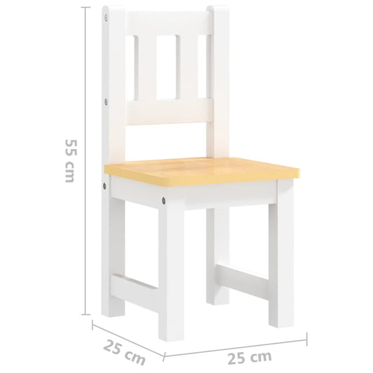 Bord- og stolsett for barn 3 deler hvit og beige MDF