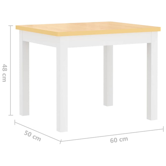 Bord- og stolsett for barn 3 deler hvit og beige MDF