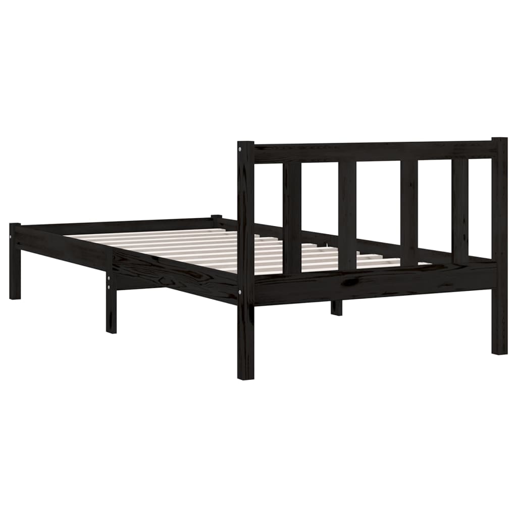 Sengeramme svart heltre furu 100x200 cm