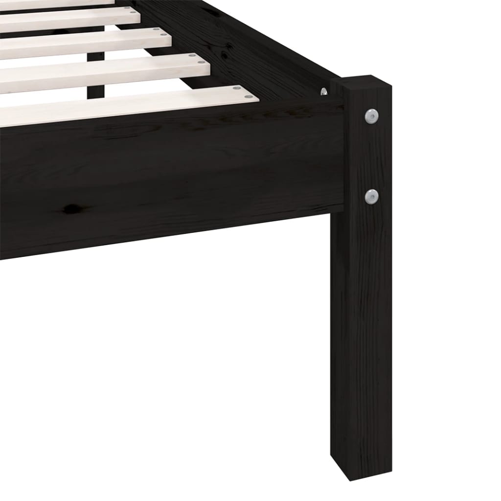 Sengeramme svart heltre furu 100x200 cm