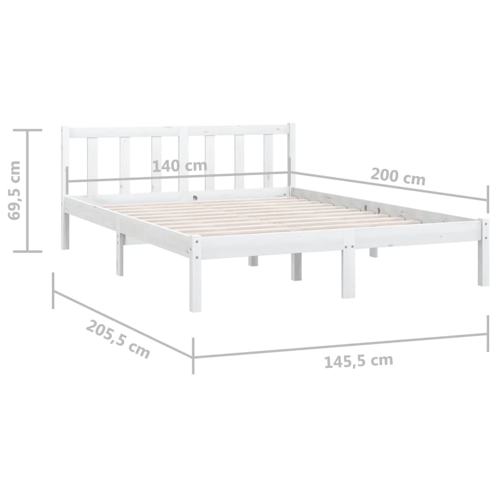 Sengeramme hvit heltre furu 140x200 cm