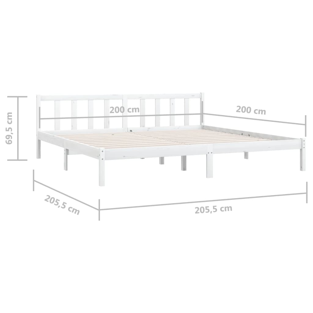 Sengeramme hvit heltre furu 200x200 cm