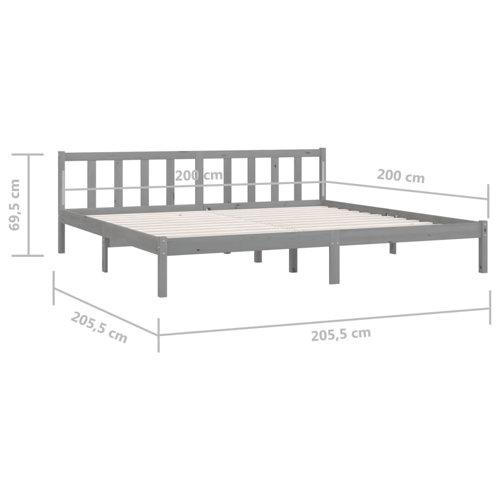 Sengeramme grå heltre furu 200x200 cm