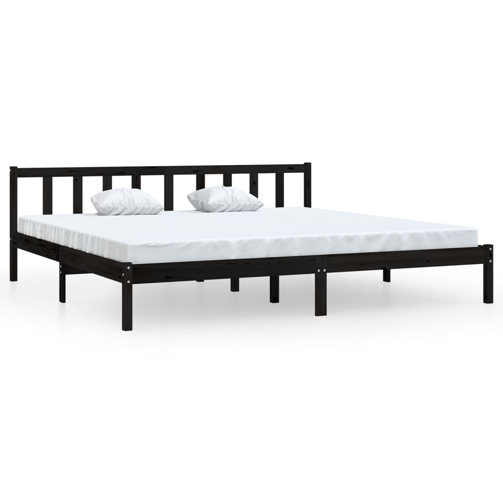 Sengeramme svart heltre furu 200x200 cm