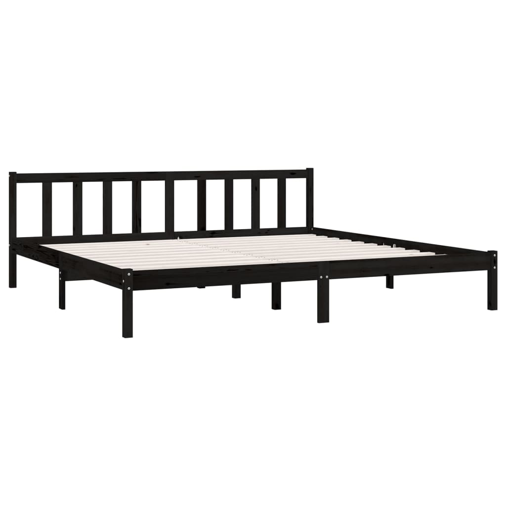 Sengeramme svart heltre furu 200x200 cm