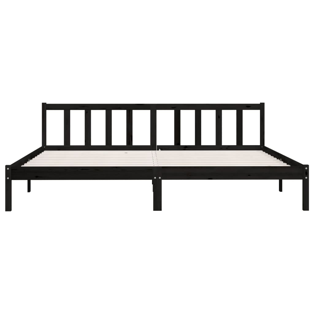 Sengeramme svart heltre furu 200x200 cm