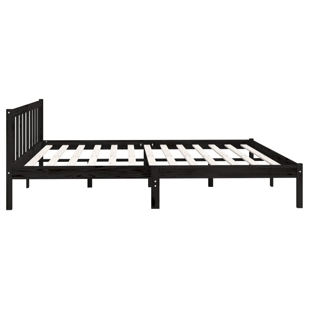 Sengeramme svart heltre furu 200x200 cm