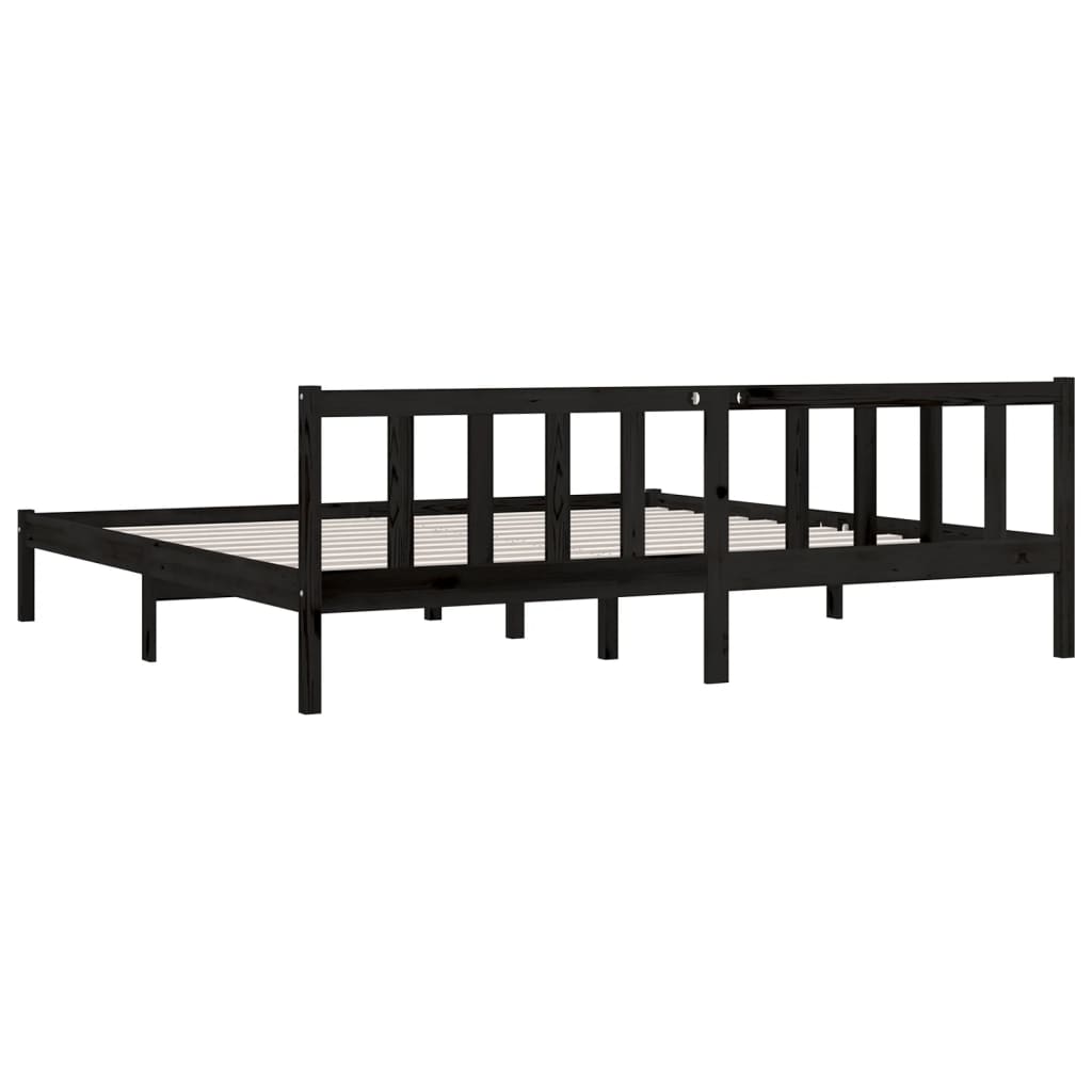 Sengeramme svart heltre furu 200x200 cm