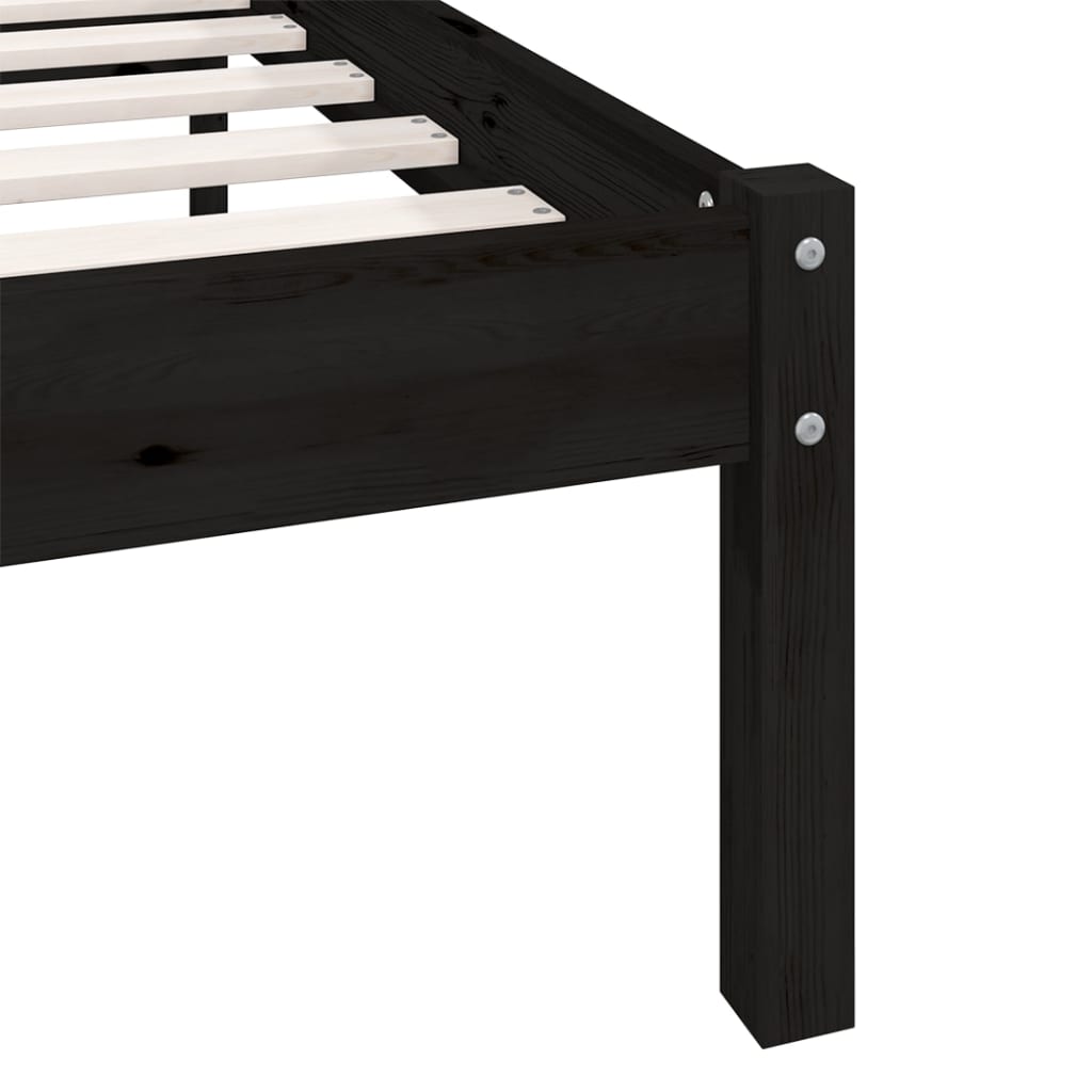 Sengeramme svart heltre furu 200x200 cm