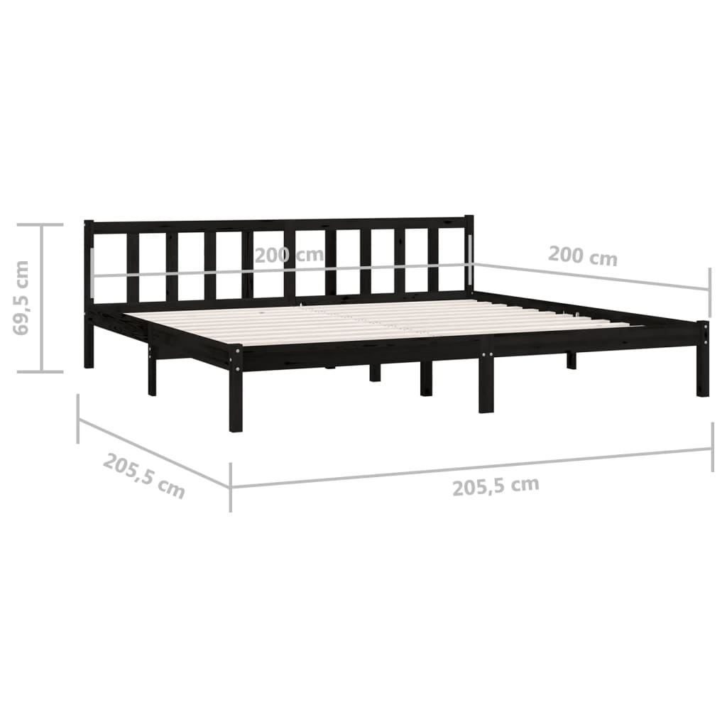 Sengeramme svart heltre furu 200x200 cm
