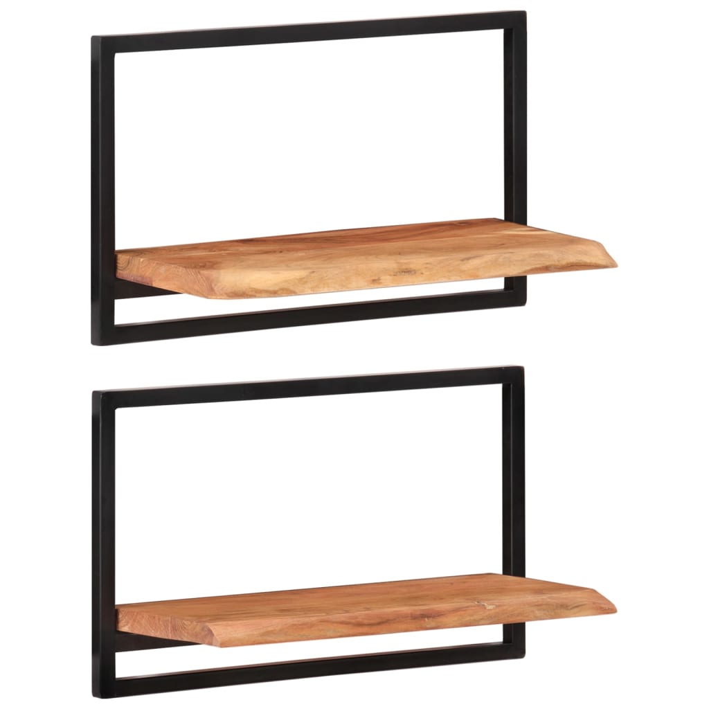 Vegghyller 2 stk 60x25x35 cm heltre akasie og stål