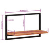 Vegghyller 2 stk 60x25x35 cm heltre akasie og stål