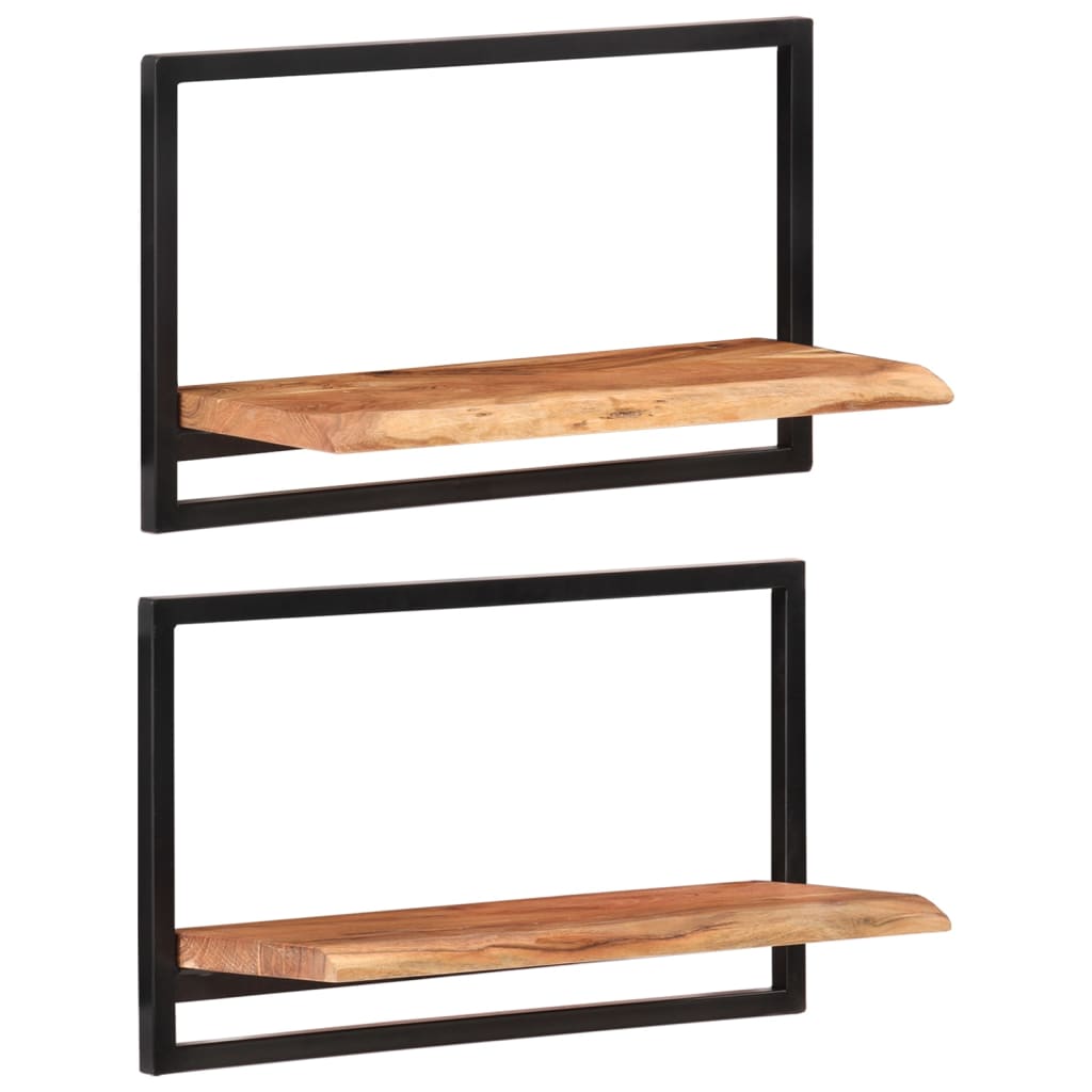Vegghyller 2 stk 60x25x35 cm heltre akasie og stål