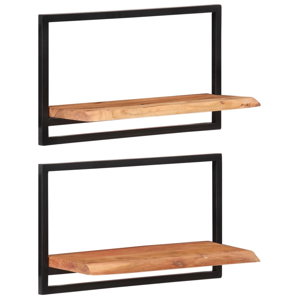Vegghyller 2 stk 60x25x35 cm heltre akasie og stål