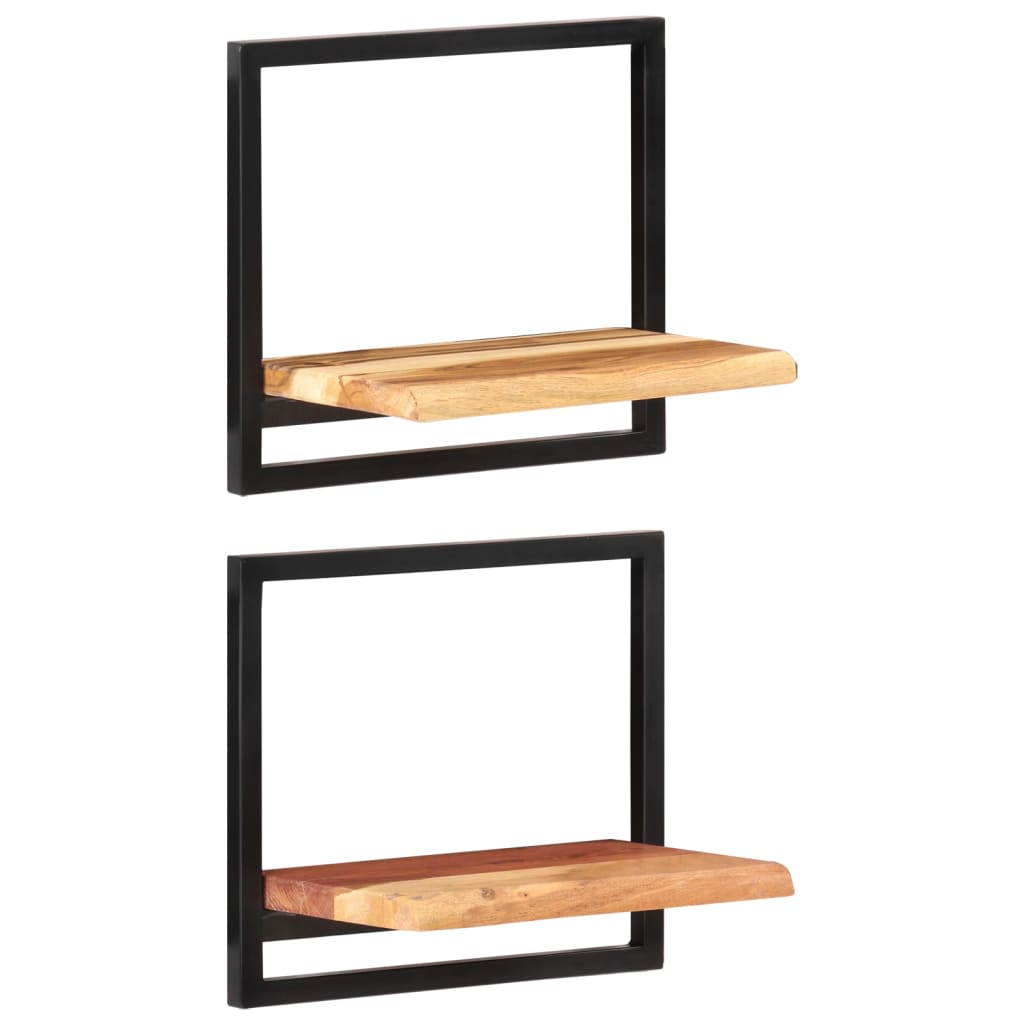 Vegghyller 2 stk 40x24x35 cm heltre akasie og stål