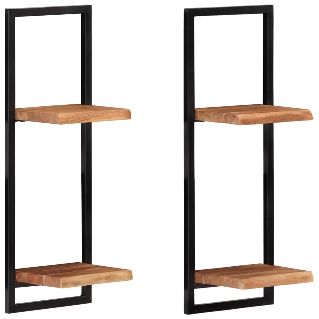 Vegghyller 2 stk 25x25x75 cm heltre akasie og stål