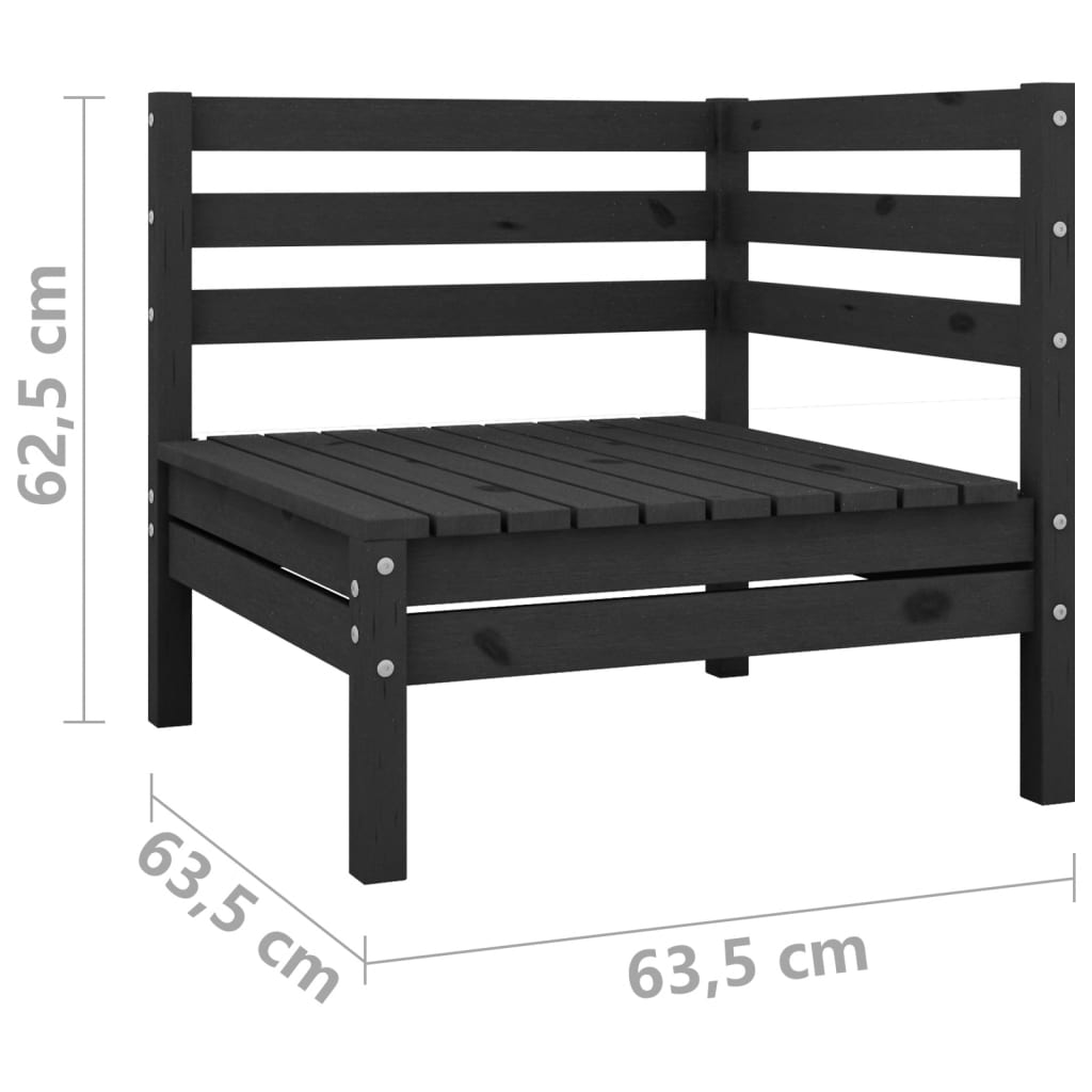 2-seters hagesofa svart heltre furu