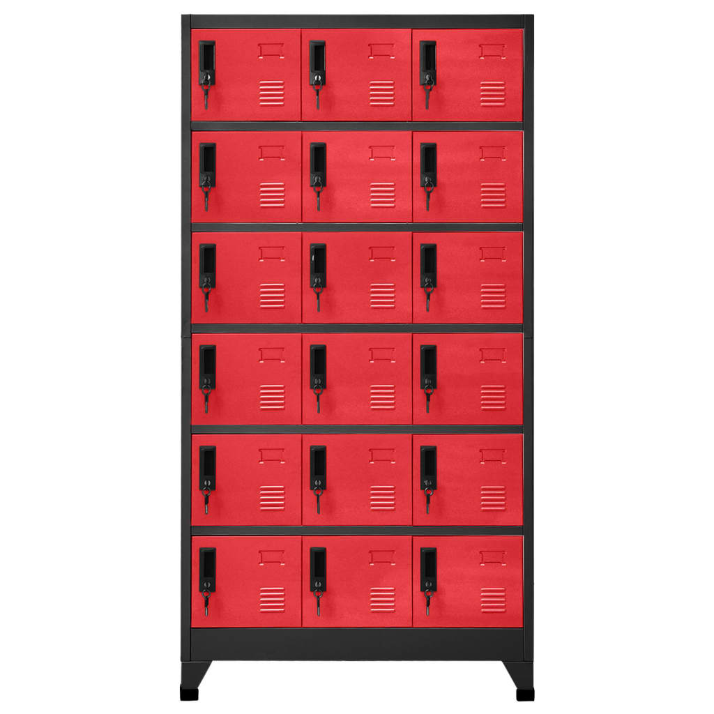 Oppbevaringsskap antrasitt og rød 90x40x180 cm stål