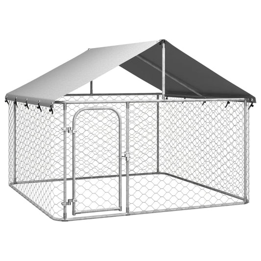 Utendørs hundegård med tak 200x200x150 cm