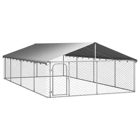 Utendørs hundegård med tak 600x300x150 cm