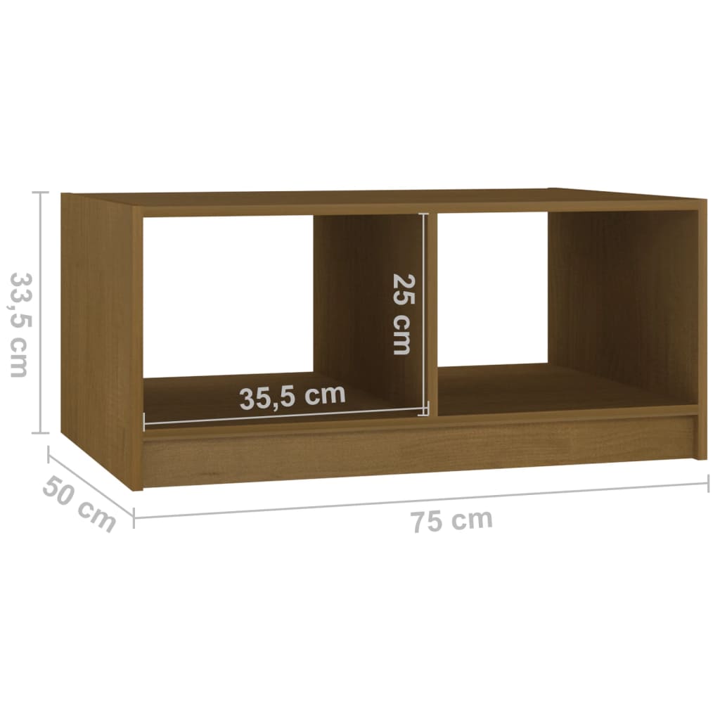 Salongbord 75x50x33,5 cm heltre furu honningbrun