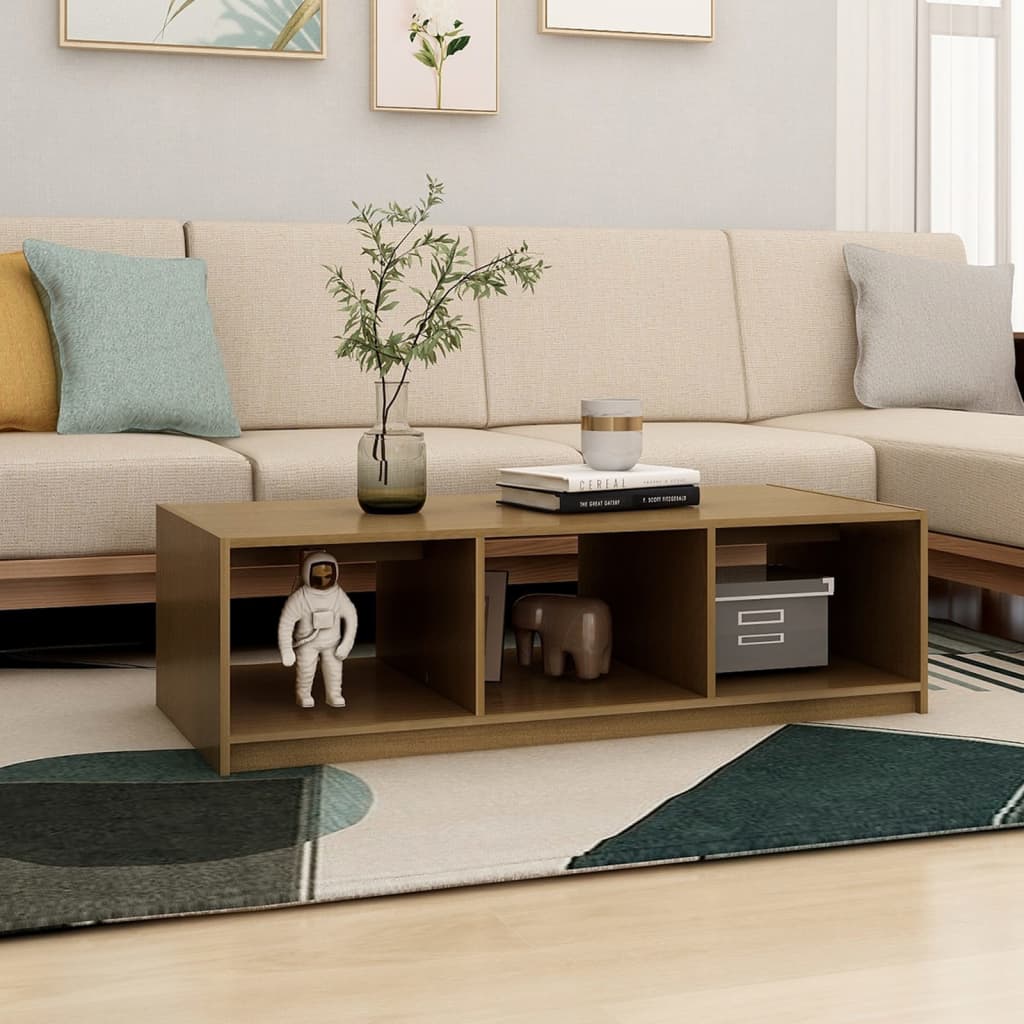 Salongbord 110x50x34 cm heltre furu honningbrun