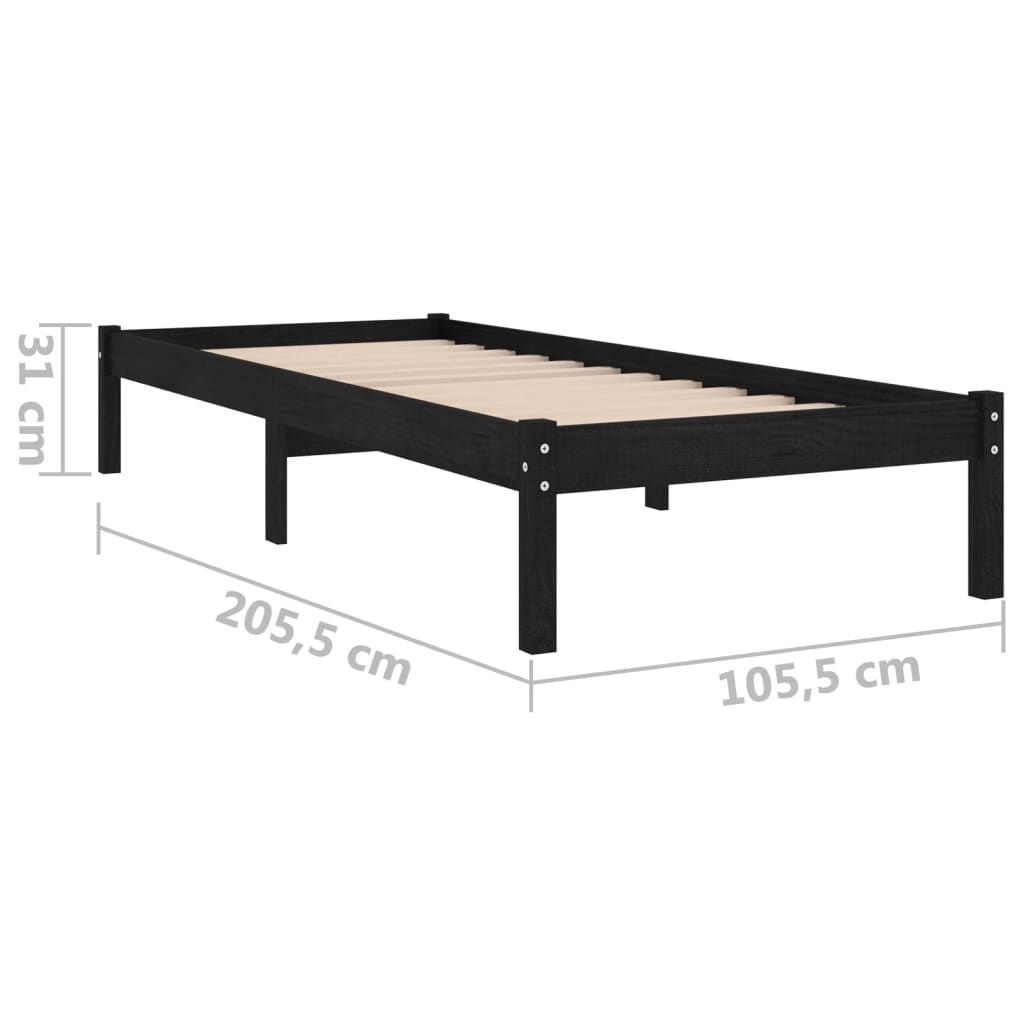 Sengeramme svart heltre furu 100x200 cm
