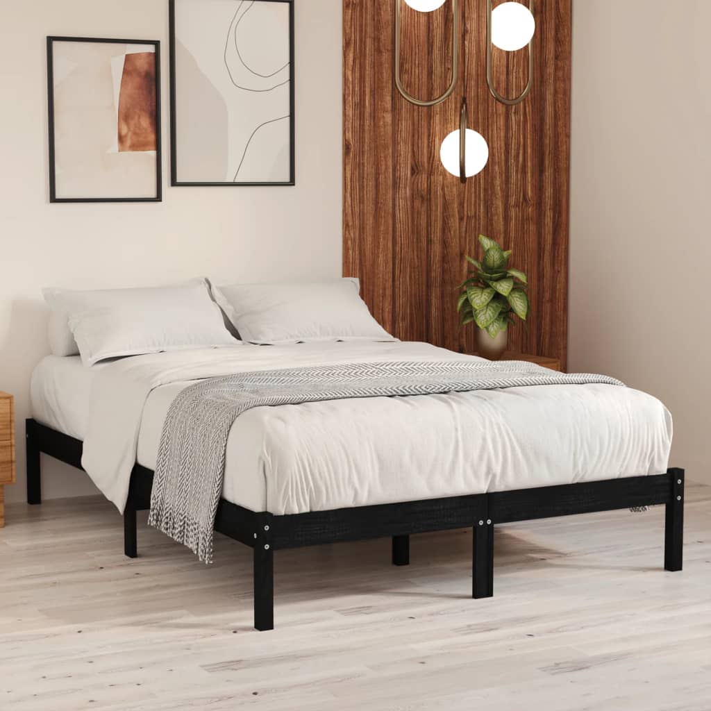 Sengeramme svart heltre 150x200 cm King Size