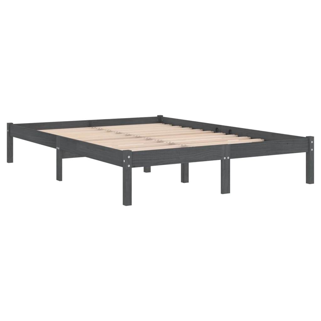 Sengeramme grå heltre furu 200x200 cm