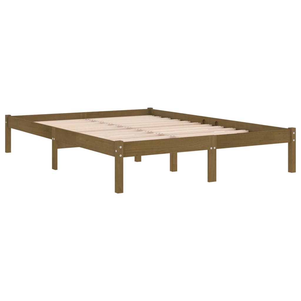 Sengeramme honningbrun heltre furu 200x200 cm