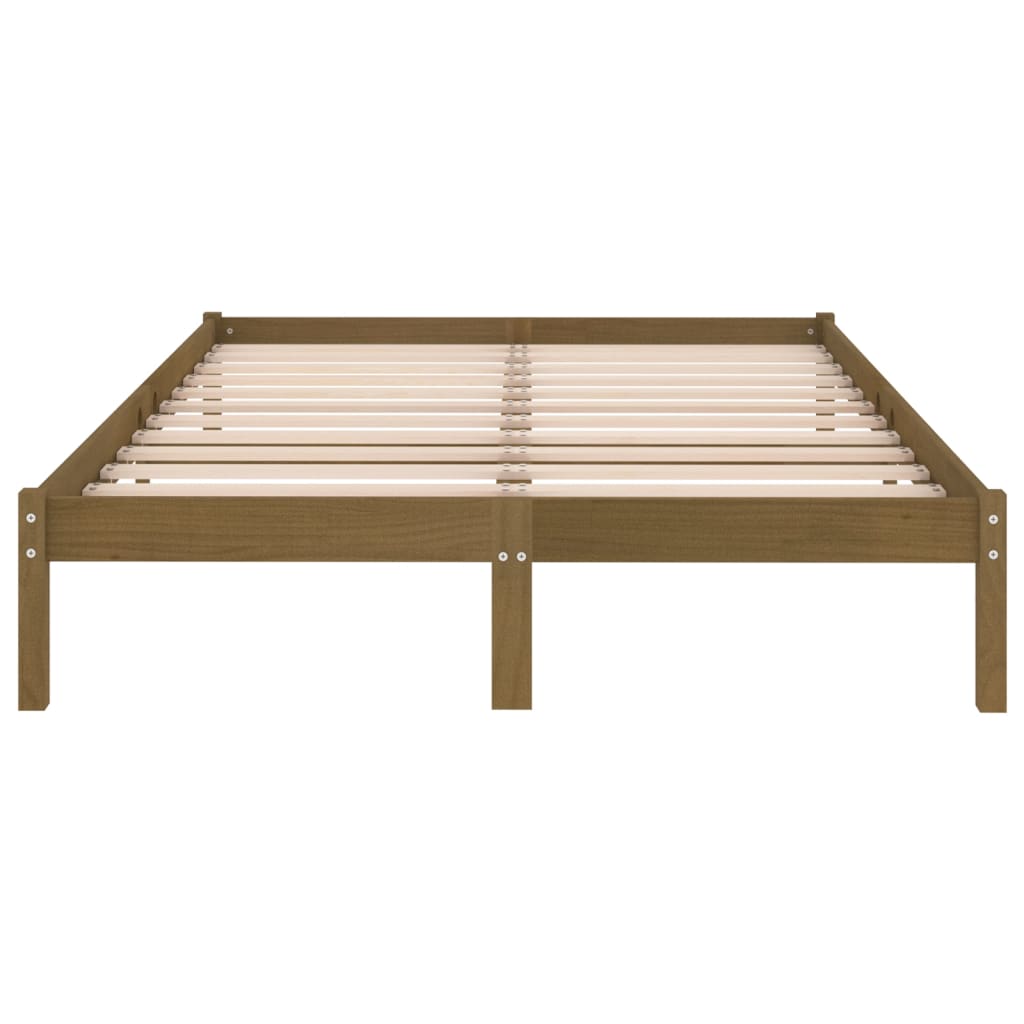Sengeramme honningbrun heltre furu 200x200 cm