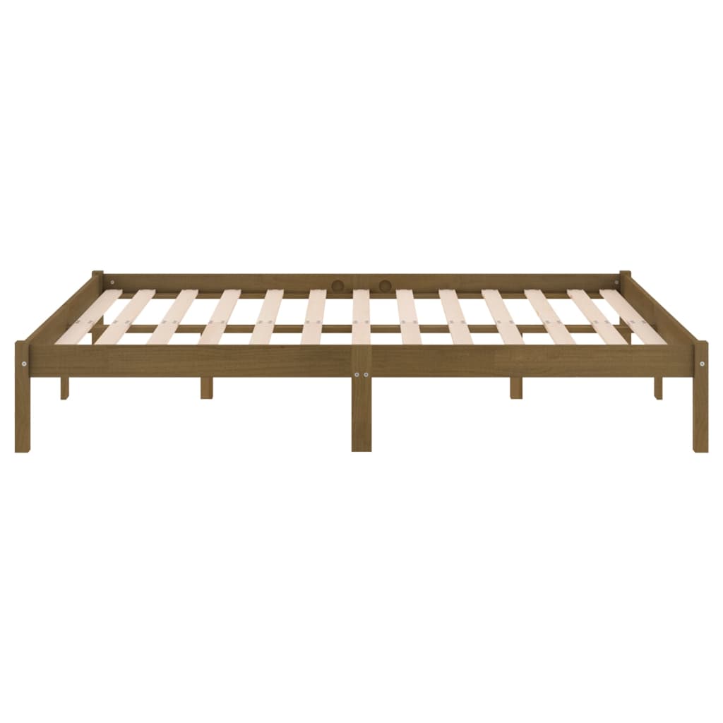 Sengeramme honningbrun heltre furu 200x200 cm