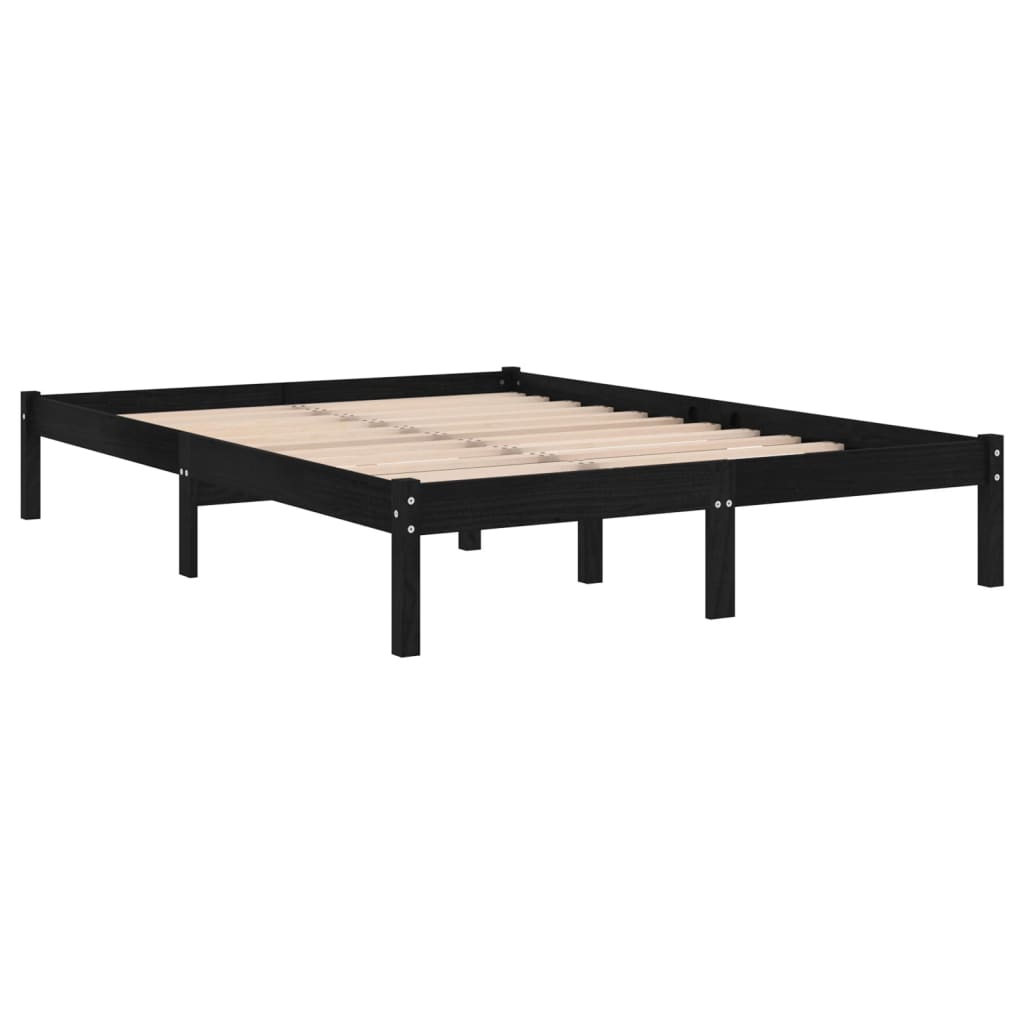 Sengeramme svart heltre furu 200x200 cm