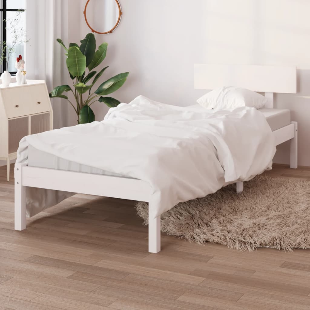 Sengeramme hvit heltre furu 90x190 cm Single