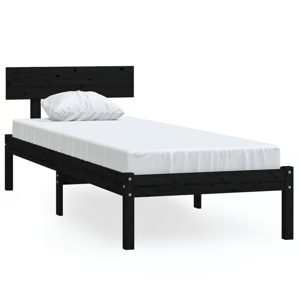 Sengeramme svart heltre furu 90x190 cm Single