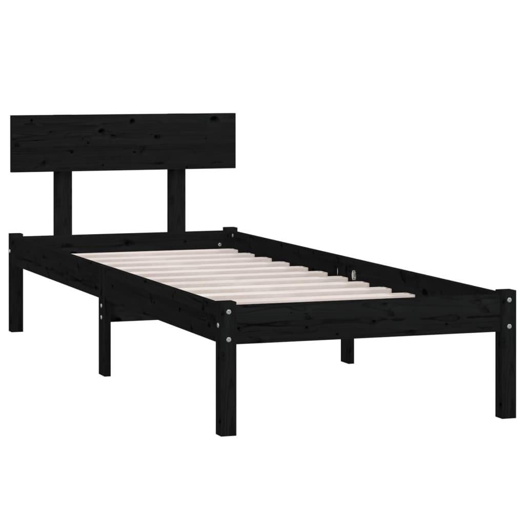Sengeramme svart heltre furu 90x190 cm Single