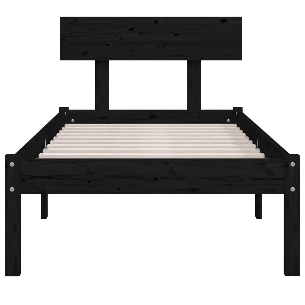 Sengeramme svart heltre furu 90x190 cm Single