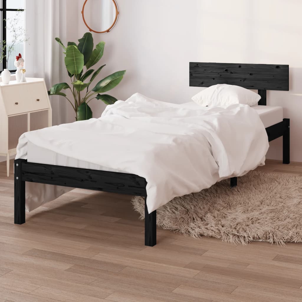 Sengeramme svart heltre furu 90x190 cm Single