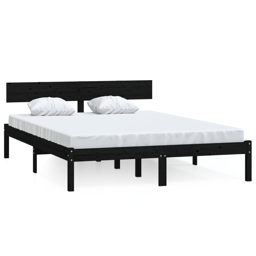 Sengeramme svart heltre furu 135x190 cm Double