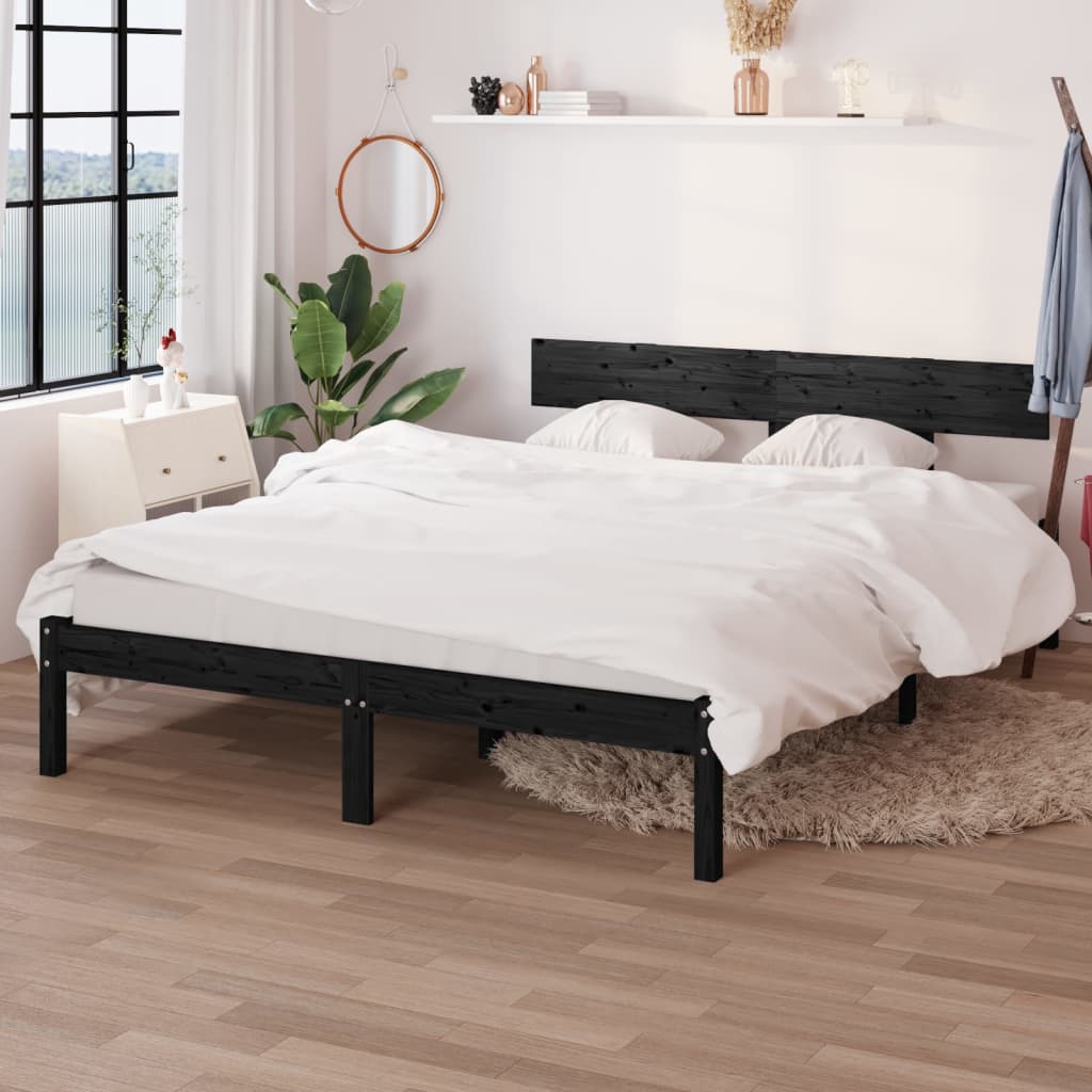 Sengeramme svart heltre furu 135x190 cm Double