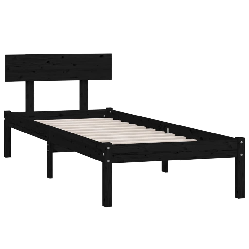 Sengeramme svart heltre furu 90x200 cm