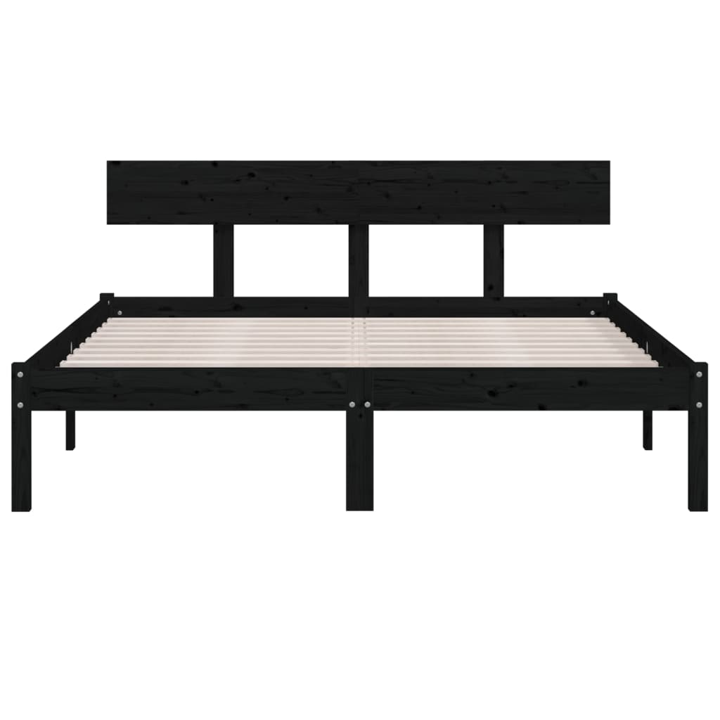 Sengeramme svart heltre furu 140x200 cm