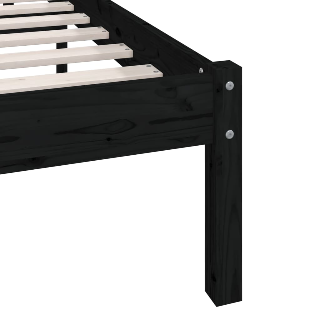 Sengeramme svart heltre furu 140x200 cm
