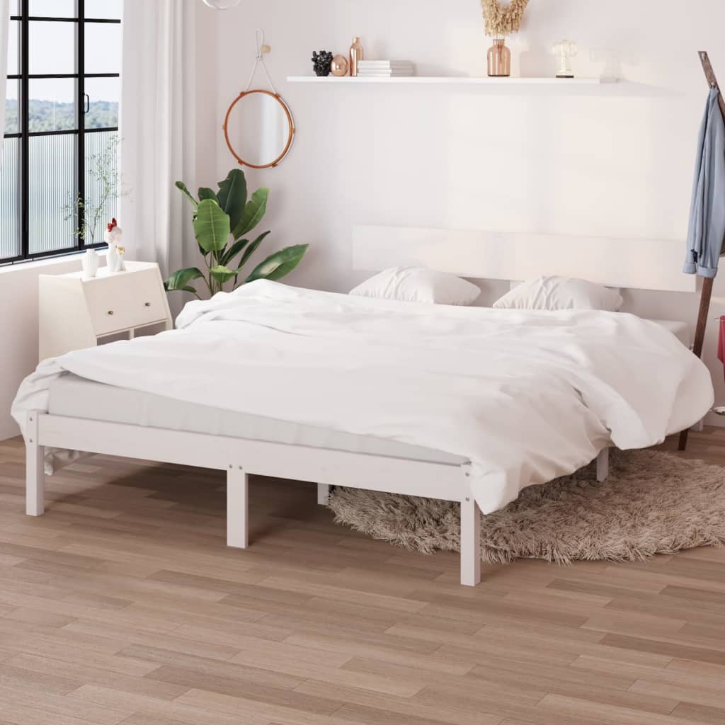 Sengeramme hvit heltre furu 150x200 cm King Size
