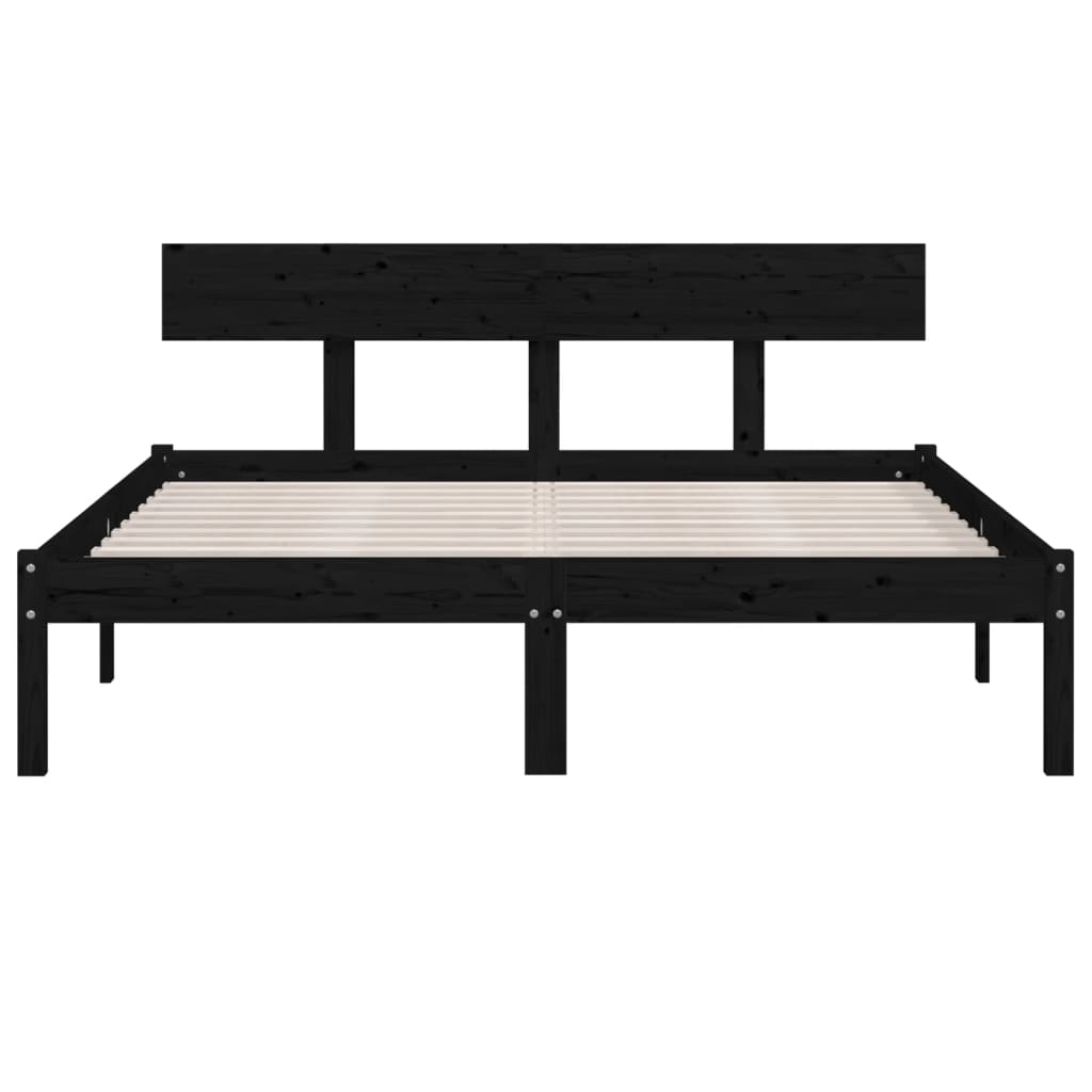 Sengeramme svart heltre furu 160x200 cm